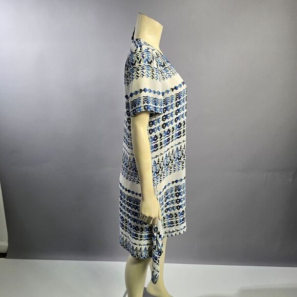 Bcbg Medium Blue and White Patterned Dress R7 - Picture 3 of 5